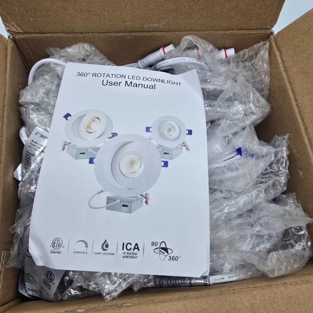 Adetu 2in LED Gimbal Recessed Light‎ 5CCT 550LM 5W Canless 12 Pack White